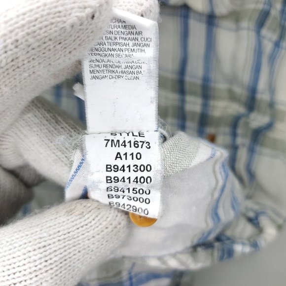 Lucky Brand Button Shirt Men Large White Blue California Fit Plaid 100% Linen - Picture 7 of 9